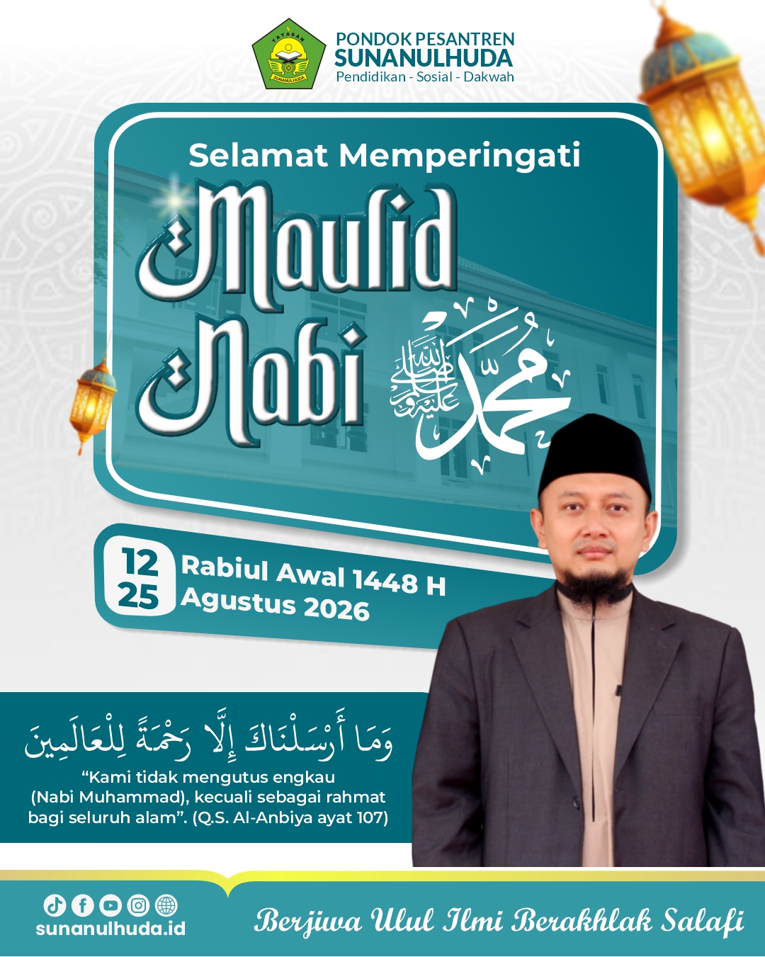 <i>2026-08-25</i><br>Maulid Nabi Muhammad SAW<br>Peringatan Maulid Nabi Muhammad SAW. dilaksanakan di Sunanul Huda pada 04 September 2026 
